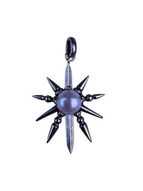 Kendra Scott Womens Silver Tone Pearl Sunburst Pendant Genuine Smooth Enhancer
